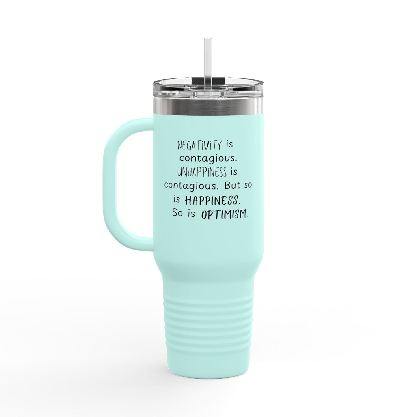Contagious Optimism Travel Mug | 40oz Insulated Coffee Cup | Motivational Drinkware | Gifts for Friends