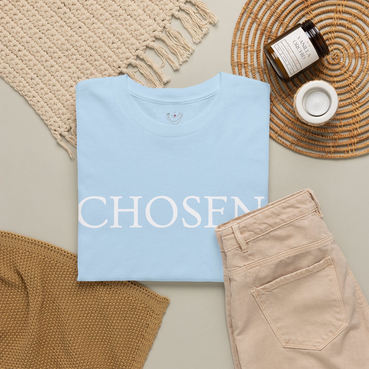 Chosen Christian T-Shirt — "CHOSEN." Front with 1 Peter 2:9 Back