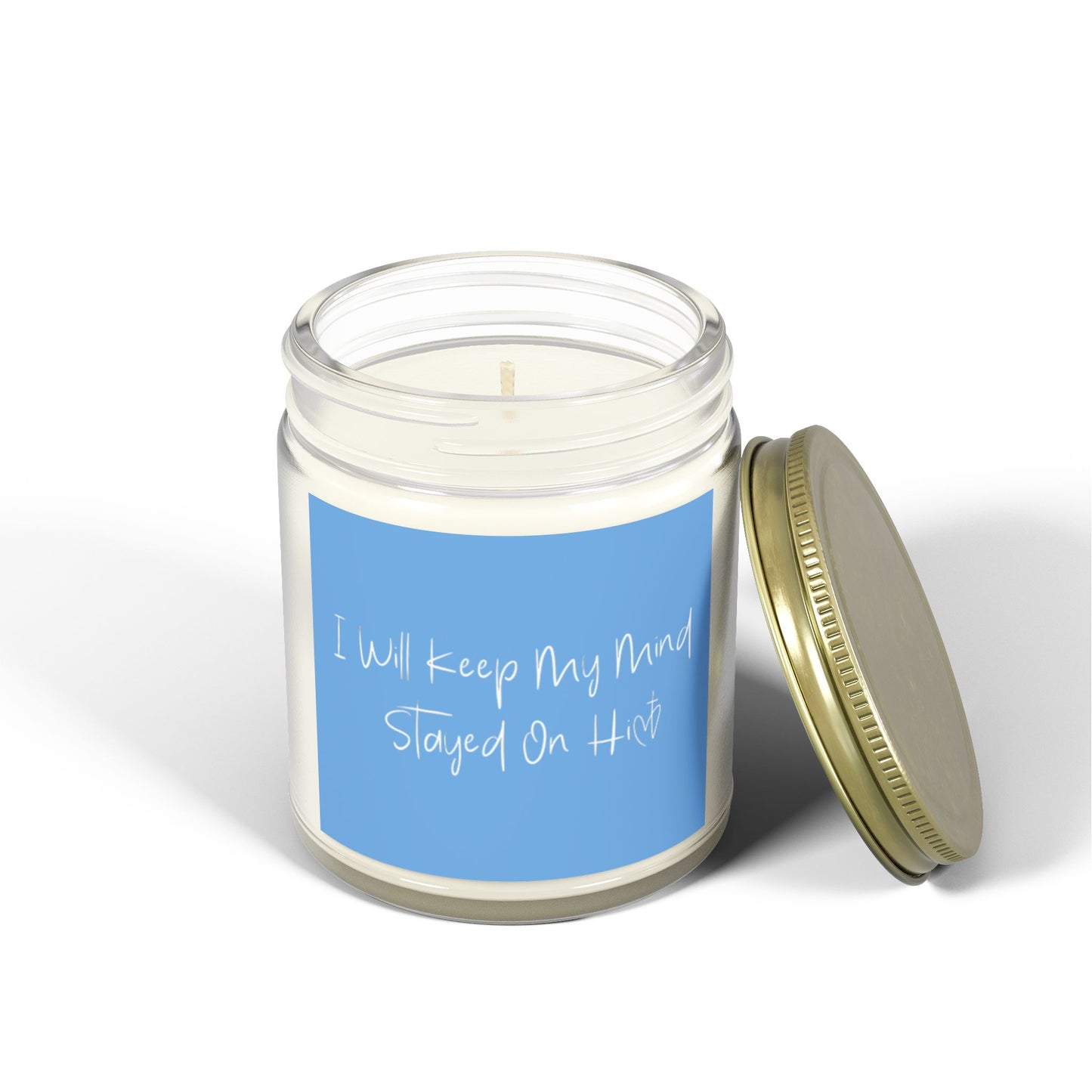 I Will Keep My Mind Stayed On Him Blue Scented Candles, Coconut Apricot Wax (4oz, 9oz)