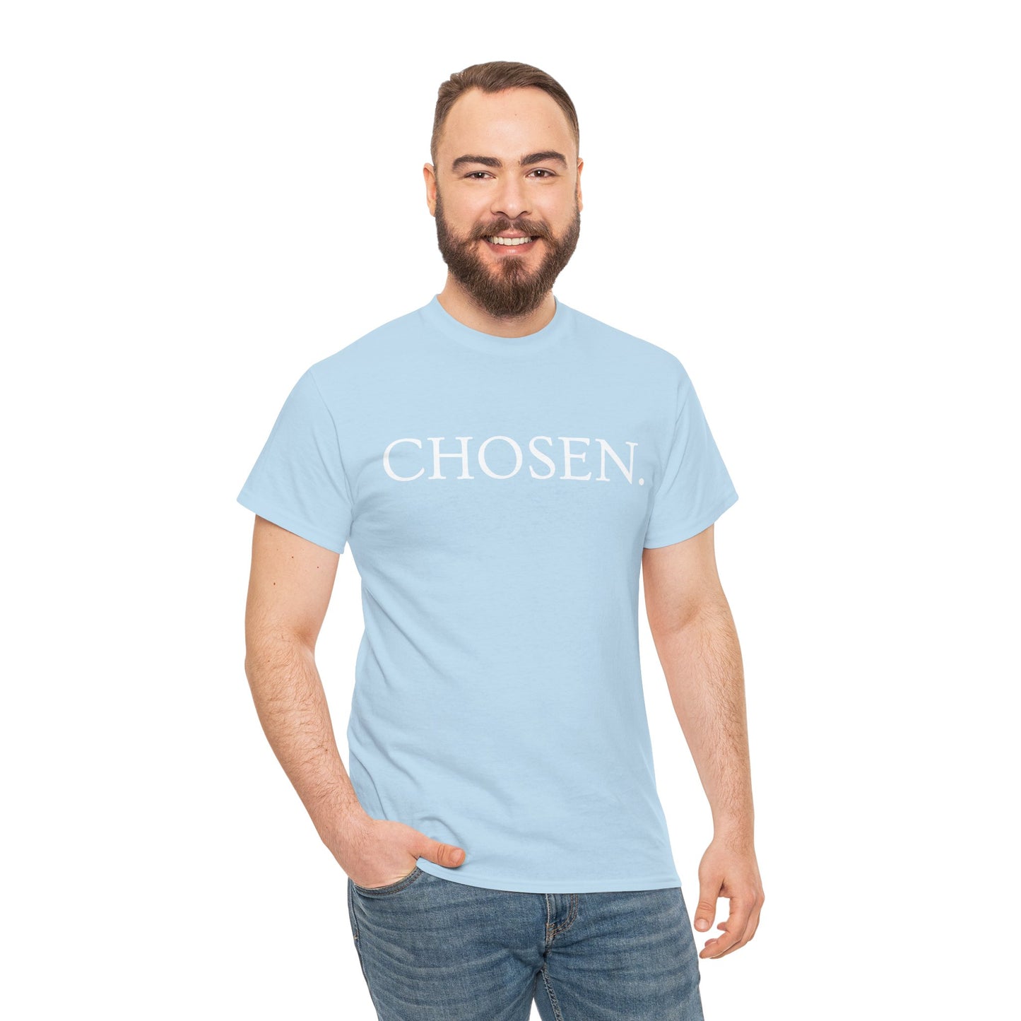 Chosen Christian T-Shirt — "CHOSEN." Front with 1 Peter 2:9 Back