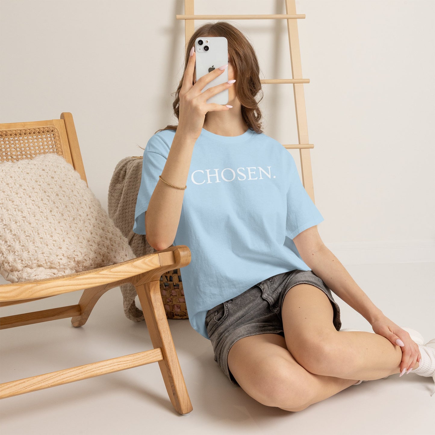 Chosen Christian T-Shirt — "CHOSEN." Front with 1 Peter 2:9 Back