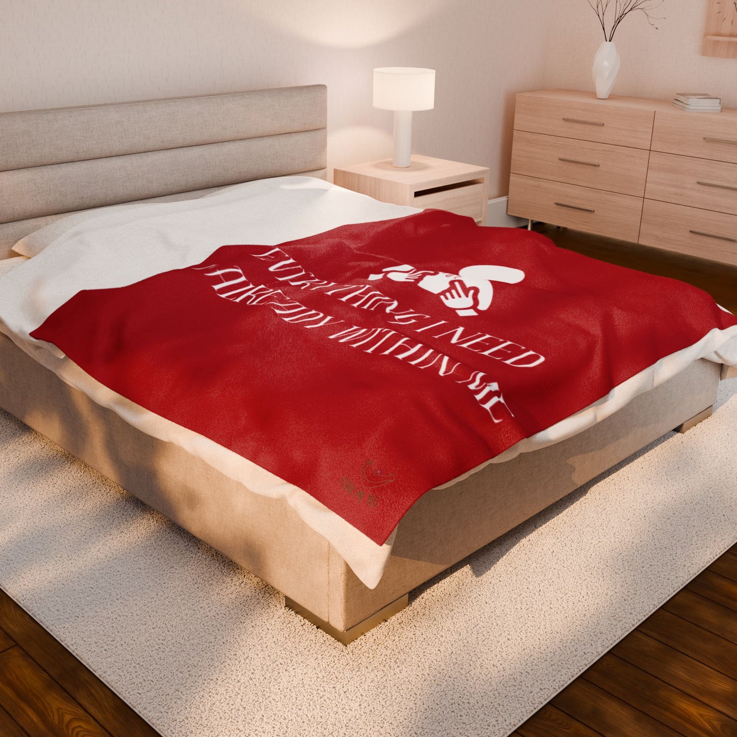 Everything I Need Is Already Within Me Velveteen Plush Blanket RED