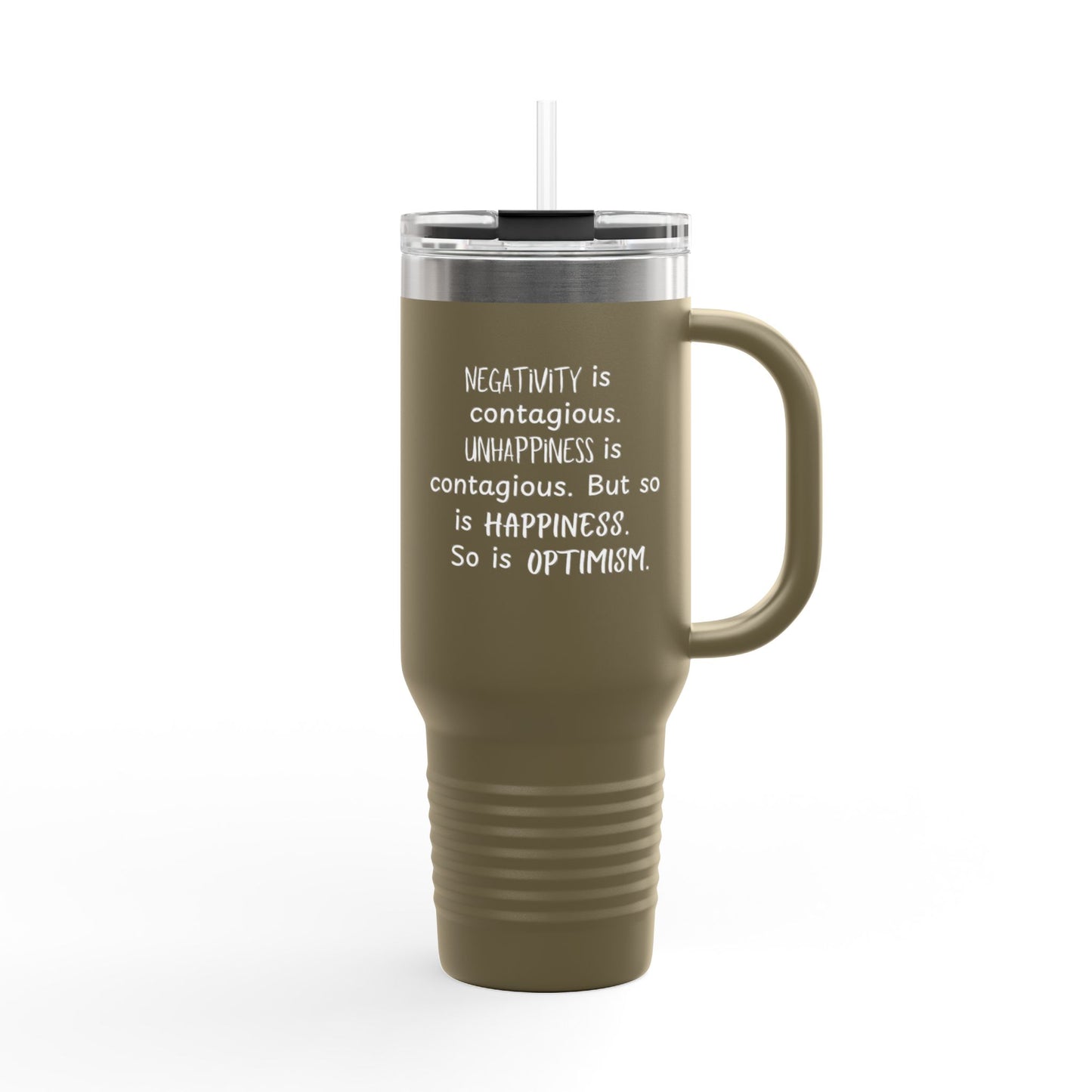 Contagious Optimism Travel Mug | 40oz Insulated Coffee Cup | Motivational Drinkware | Gifts for Friends