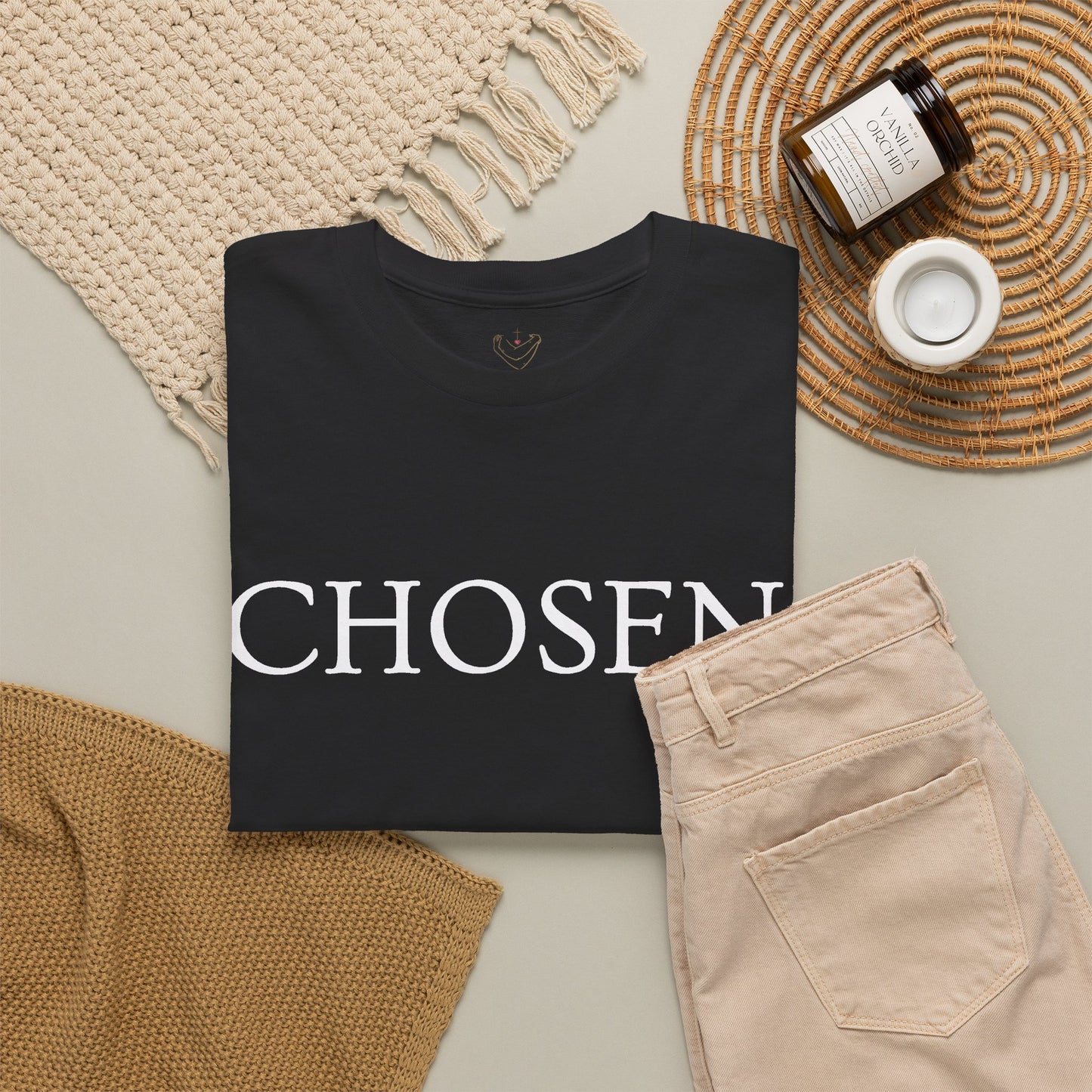 Chosen Christian T-Shirt — "CHOSEN." Front with 1 Peter 2:9 Back