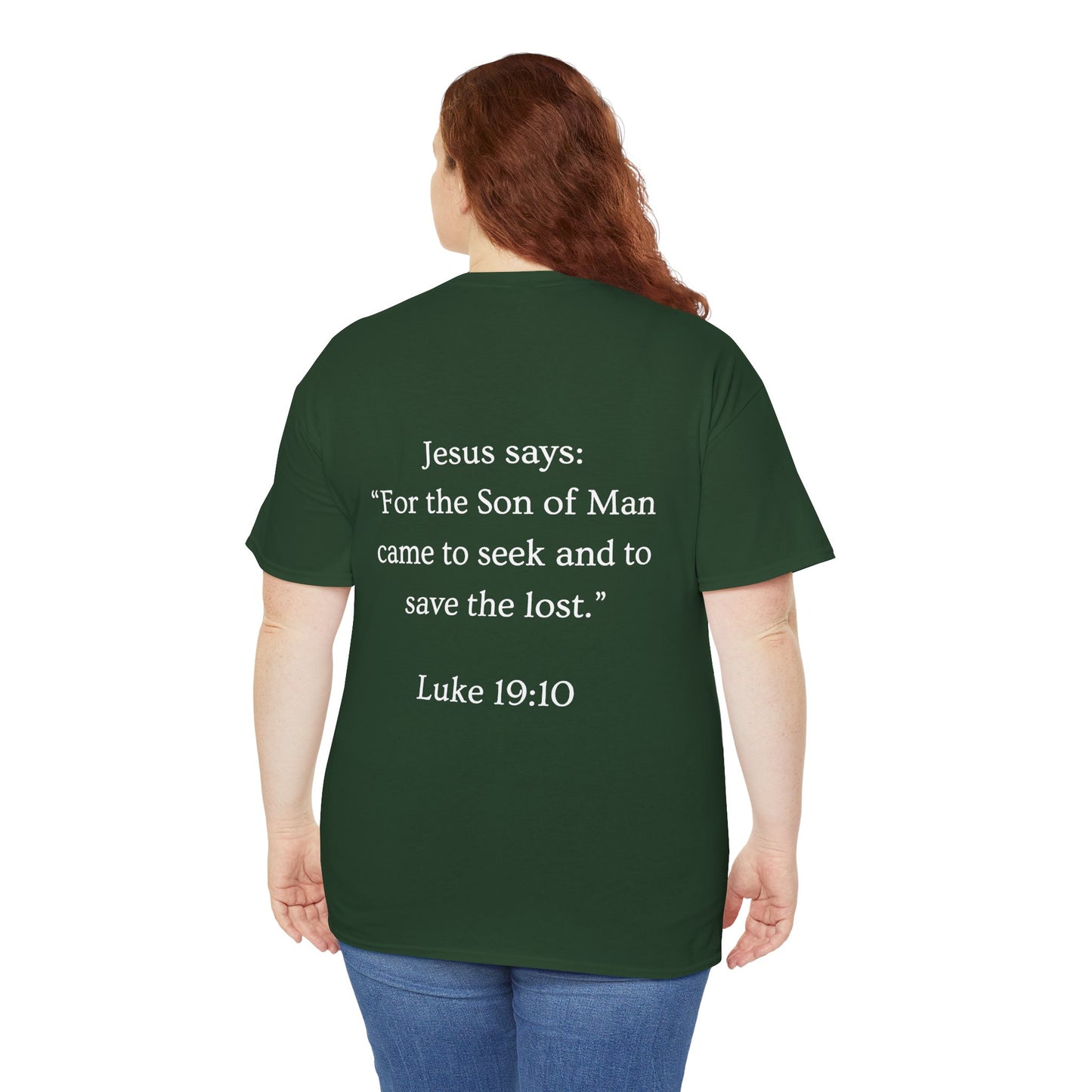 FOUND. Christian T-Shirt — Luke 19:10 Scripture Tee