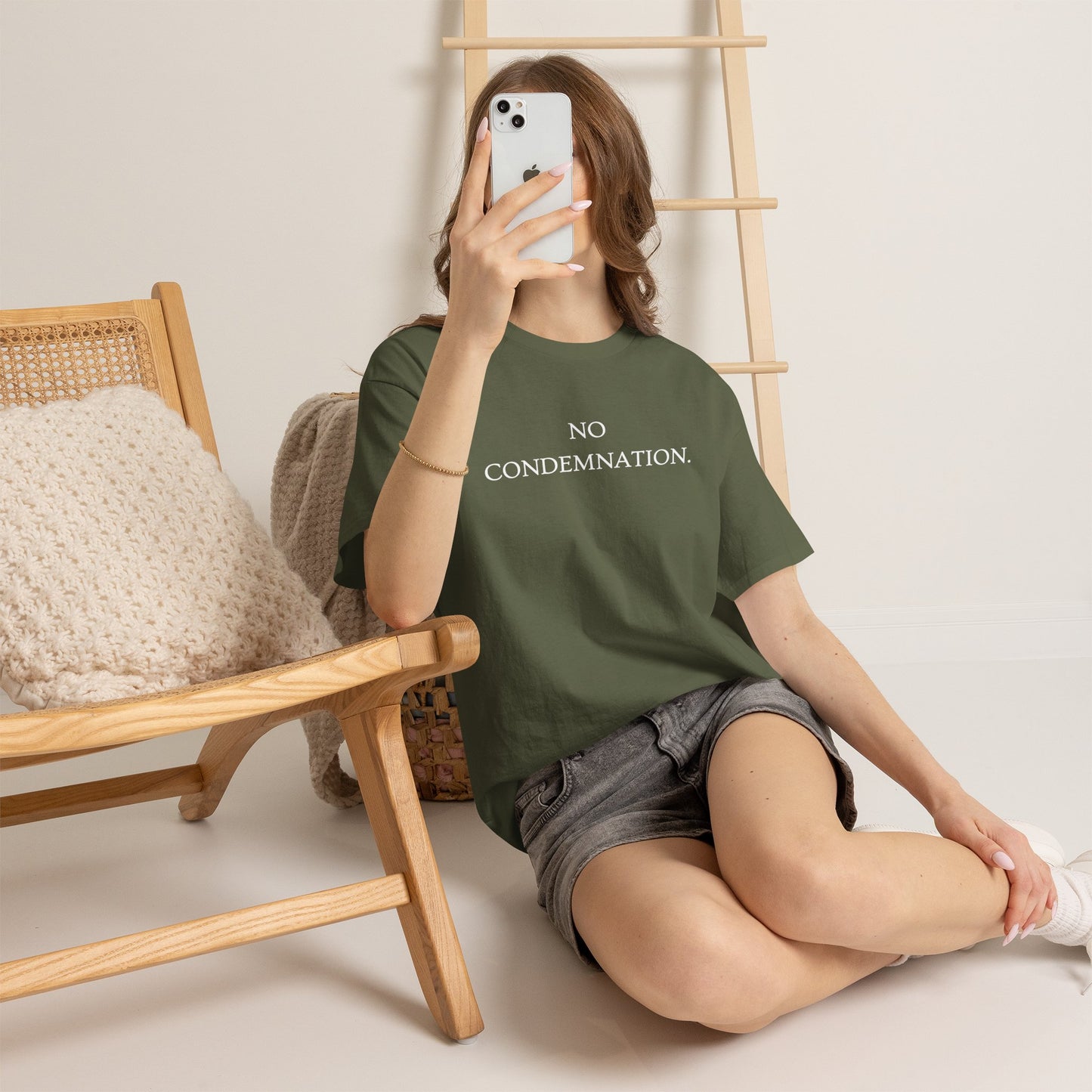Christian Tee — "No Condemnation" Romans 8:1 Bible Verse Shirt