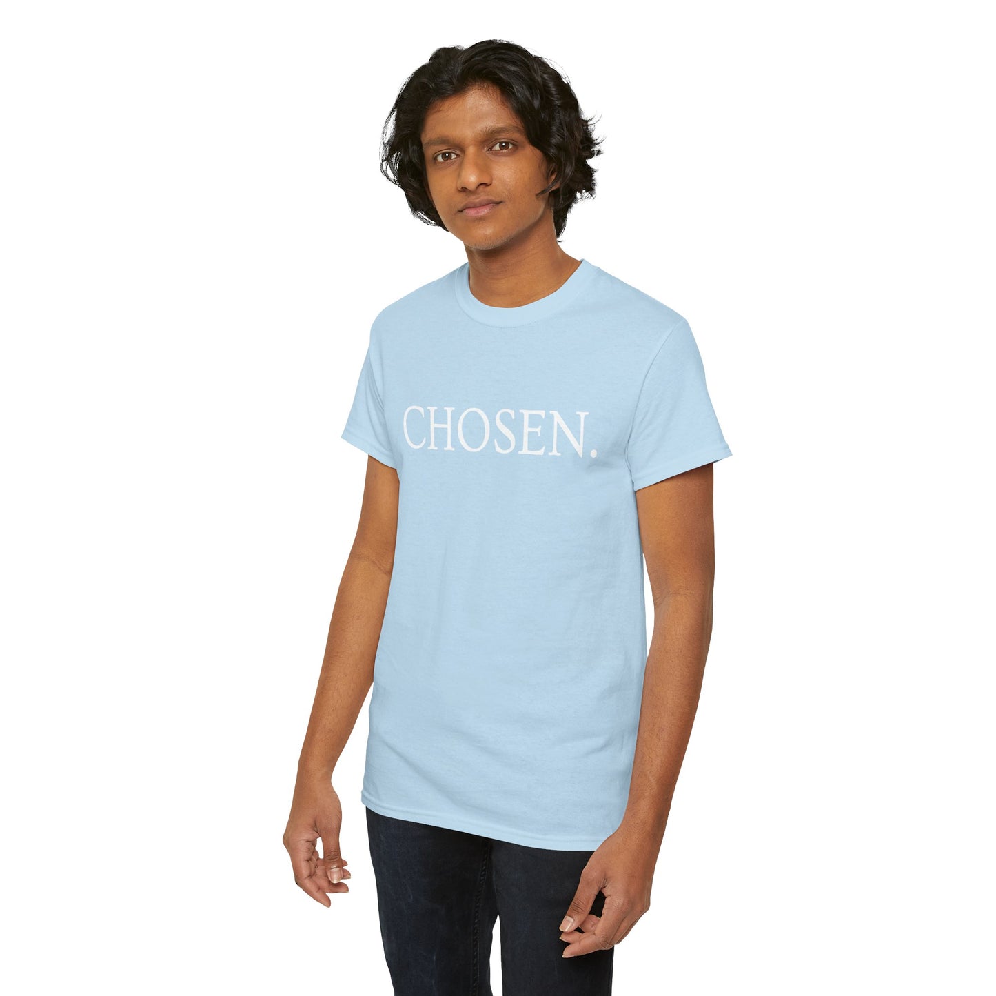 Chosen Christian T-Shirt — "CHOSEN." Front with 1 Peter 2:9 Back