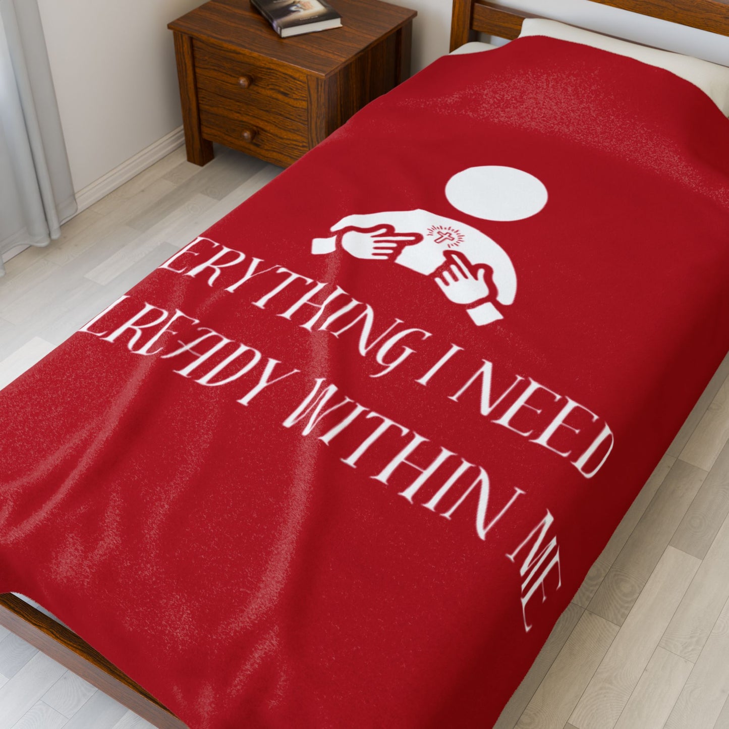 Everything I Need Is Already Within Me Velveteen Plush Blanket RED