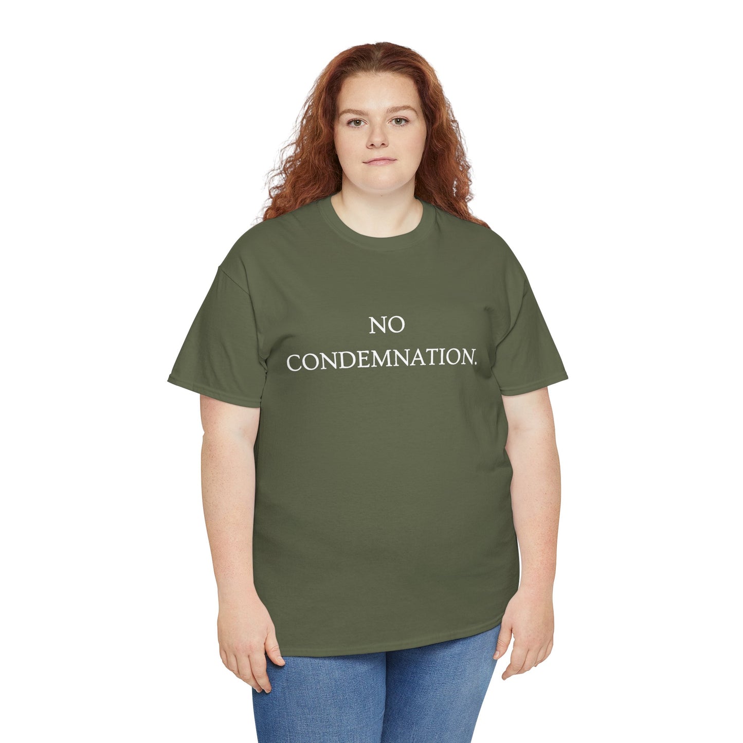 Christian Tee — "No Condemnation" Romans 8:1 Bible Verse Shirt