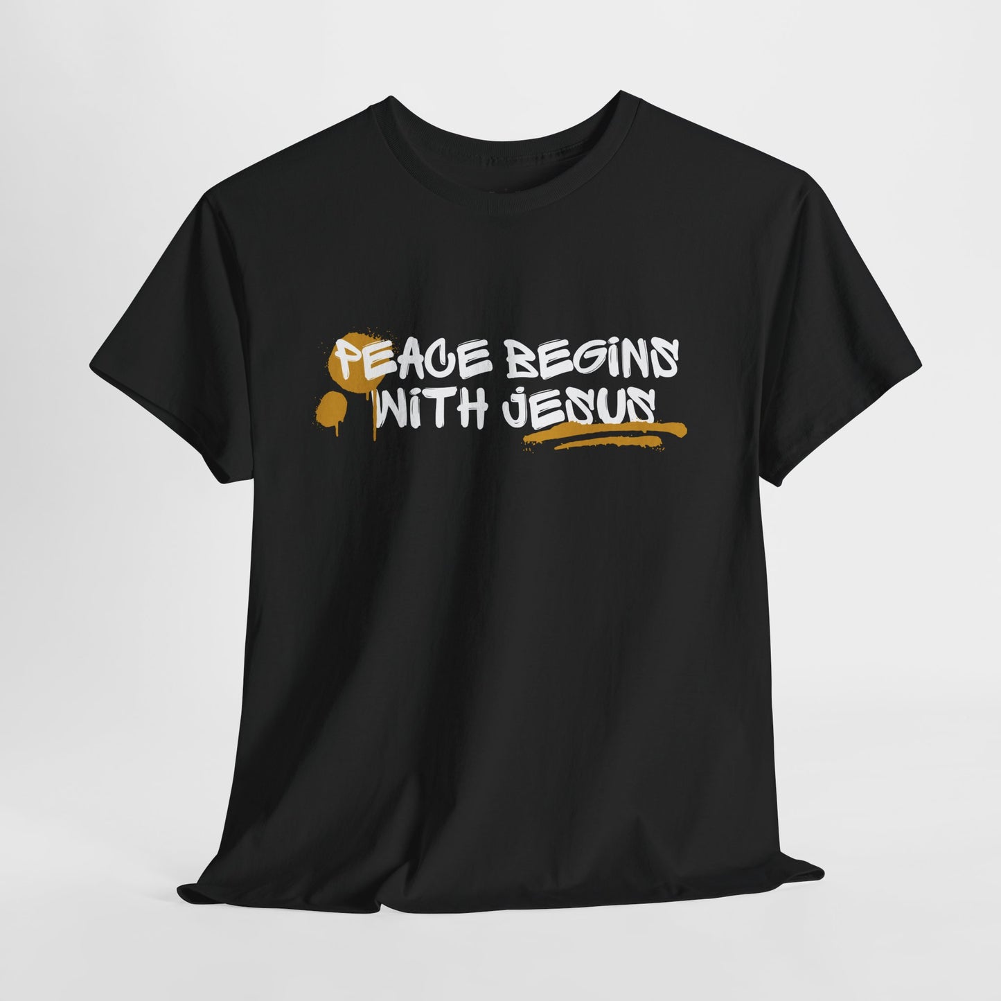 'Peace Begins with Jesus' Inspirational Christian Shirt, Casual Faith T-Shirt
