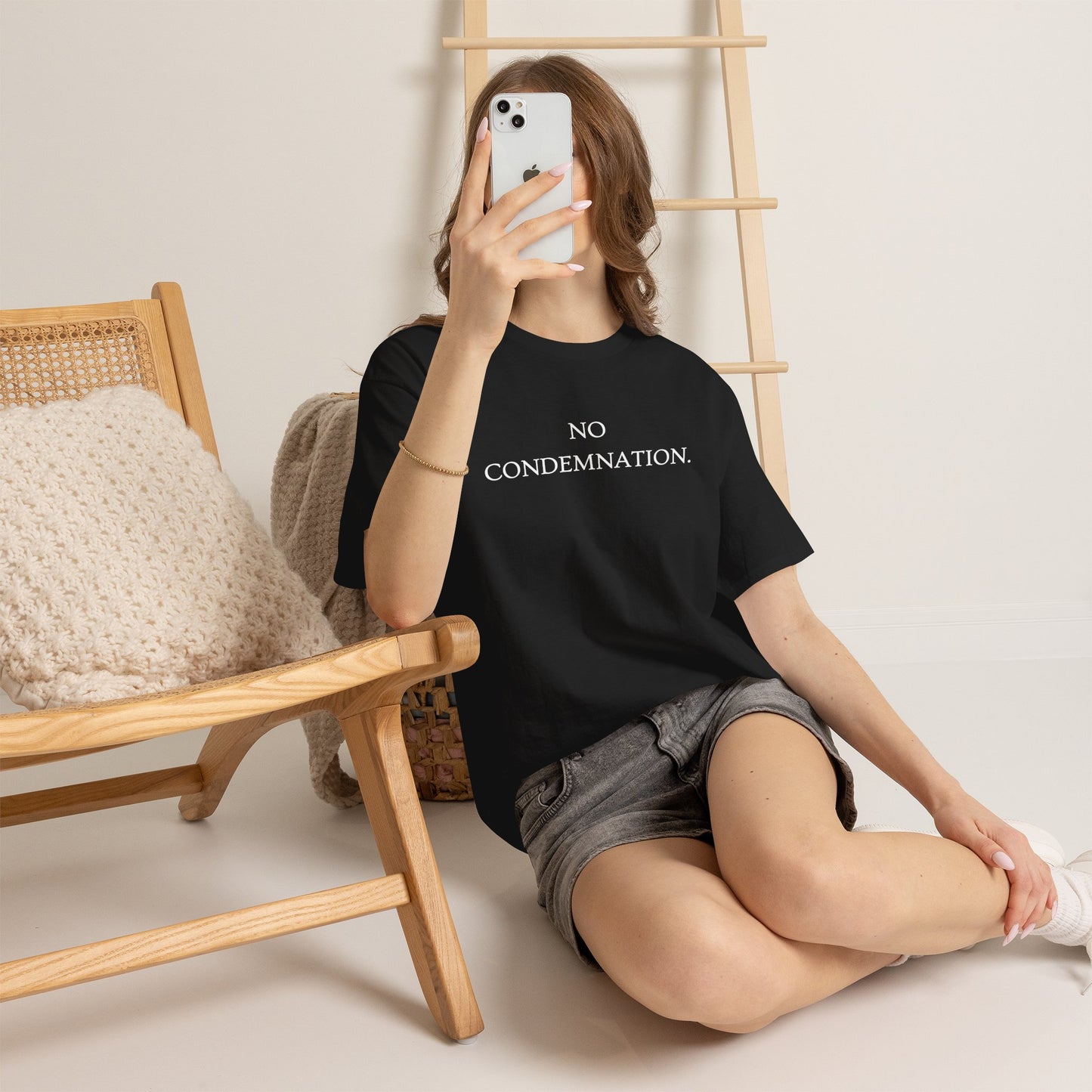 Christian Tee — "No Condemnation" Romans 8:1 Bible Verse Shirt